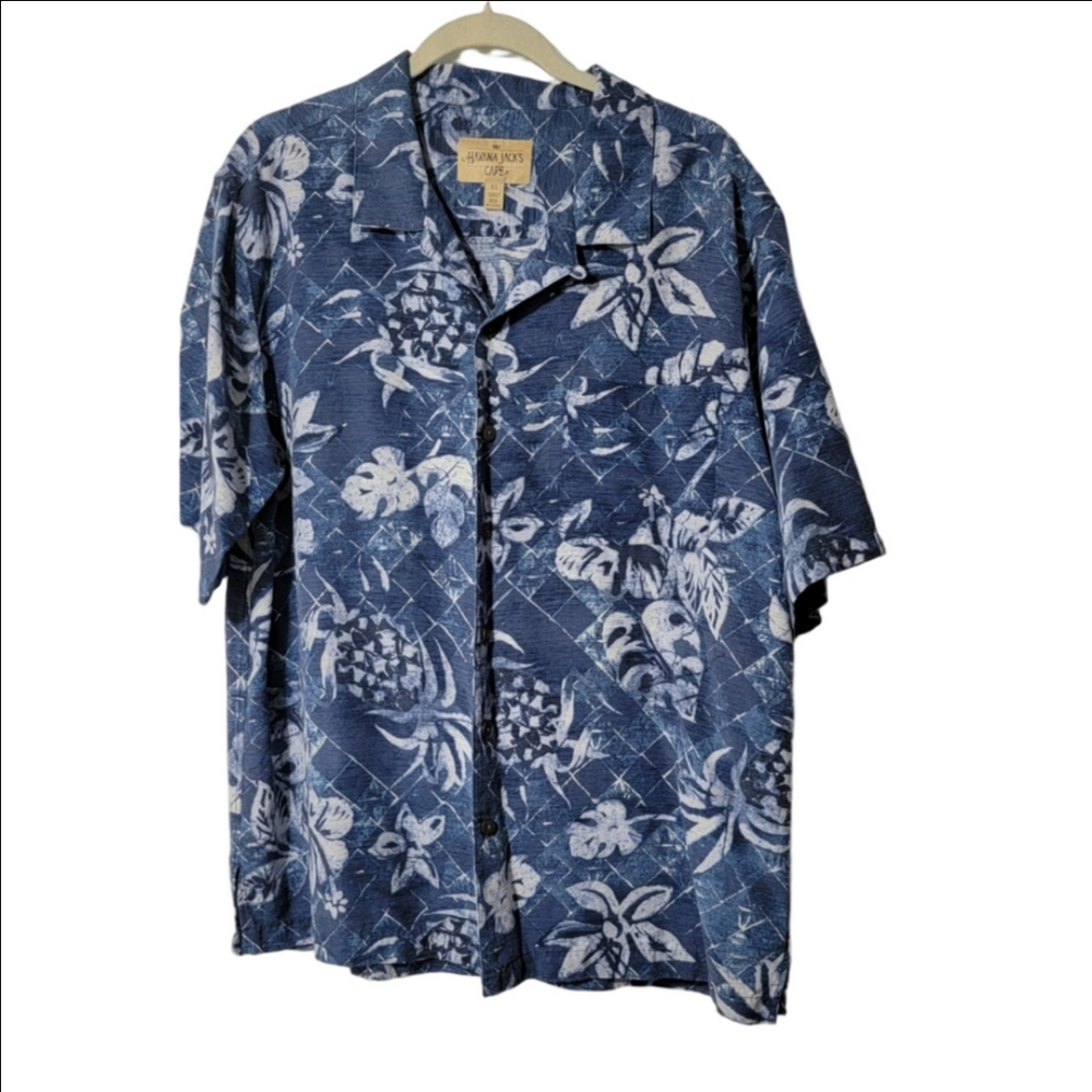 HAVANA JACK'S CAFE 100% SILK Mens' Tropical Button-down Size XL